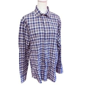 J.Crew Ludlow Mens Blue Grey Plaid 120s 2 Ply Cotton Button Up Shirt Medium Work
